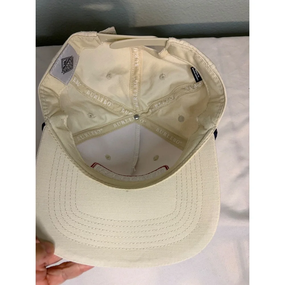 Burlebo Austin Texas Snapback Hat Cream Navy Rope Trucker Cap Adjustable Mens